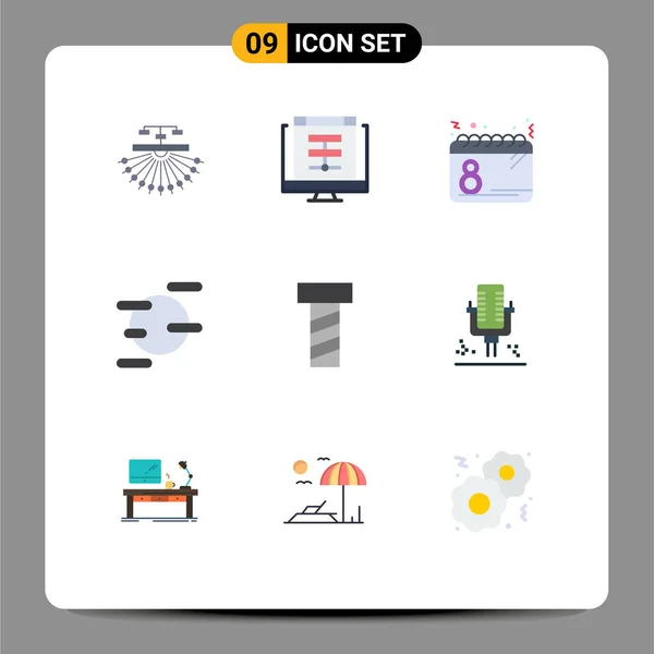 Pictogram Set Egyszerű Lapos Színek Uránusz Tudomány Online Dátum Terv — Stock Vector