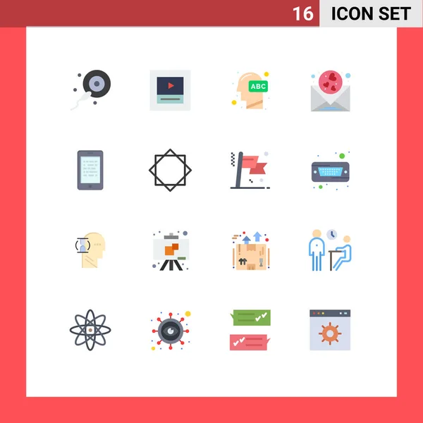 Universal Icon Symbols Group Modern Flat Colors Data Mobile Human — Stockový vektor