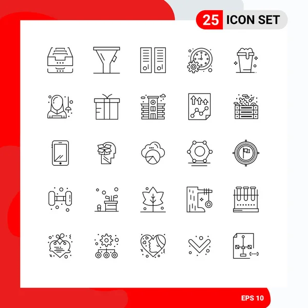 Stock Vector Icon Pack Signos Línea Símbolos Para Tiempo Reunión — Vector de stock