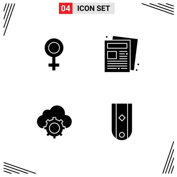 Icone Creative Segni Simboli Moderni Donna Informatica Notizie Routine Impostazioni — Vettoriale Stock