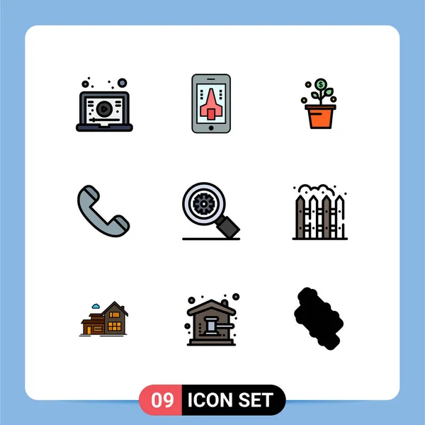 Universal Icon Symbols Gruppo Modern Filledline Flat Colori Ricerca Telefono — Vettoriale Stock