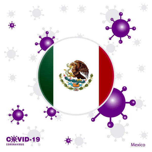 Reza Por México Covid Coronavirus Typography Flag Quédate Casa Mantente — Vector de stock