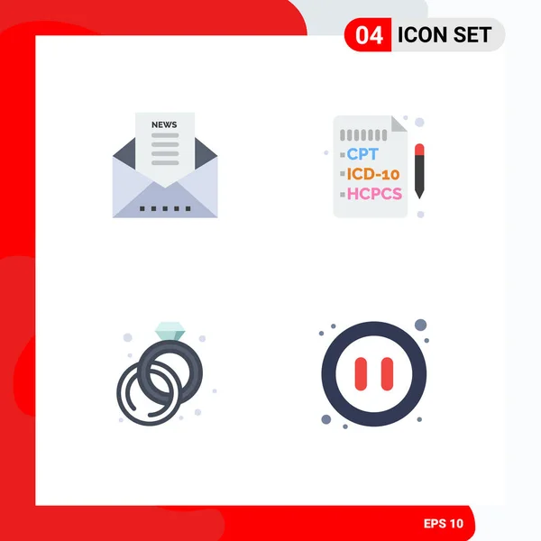 Mobile Interface Flat Icon Set Mit Piktogrammen Für Mail Ring — Stockvektor