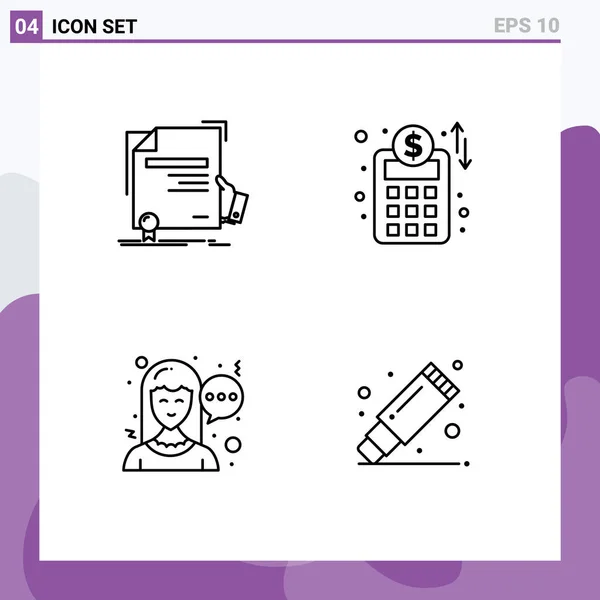 Paquete Iconos Vector Stock Signos Símbolos Línea Para Certificado Comunicación — Vector de stock