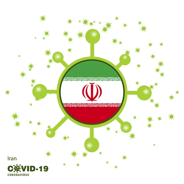 Iran Coronavius Flag Awareness Background Manténgase Casa Manténgase Saludable Cuidado — Vector de stock