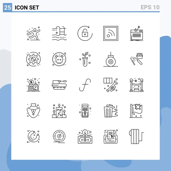 Conjunto Iconos Interfaz Usuario Moderna Símbolos Signos Para Iniciar Sesión — Vector de stock