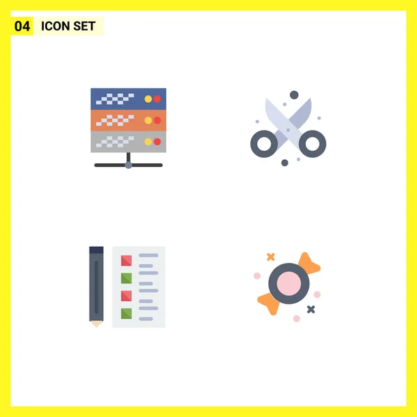 Icônes Plates Vectorielles Thématiques Symboles Modifiables Hébergement Des Affaires Web — Image vectorielle