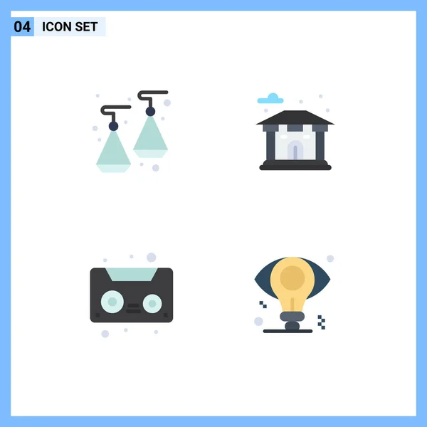 Flat Icon Concept Websites Mobile Apps Earrings Business Building Audio — Stock Vector