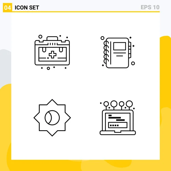 Stock Vector Icon Pack Líneas Signos Símbolos Para Bolsa Instalar — Archivo Imágenes Vectoriales