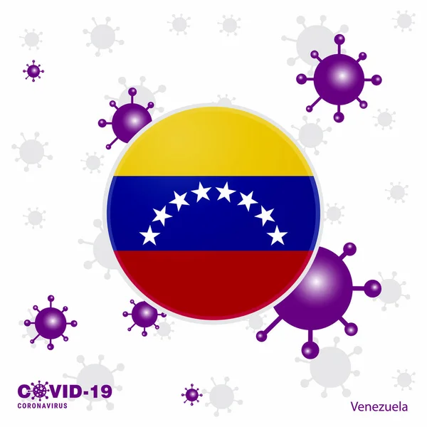 Navegación Por Venezuela Covid Coronavirus Tipografía Flag Manténgase Casa Manténgase — Vector de stock