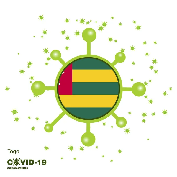 Togo Coronavius Flaga Świadomość Tło Zostań Domu Bądź Zdrowy Dbaj — Wektor stockowy