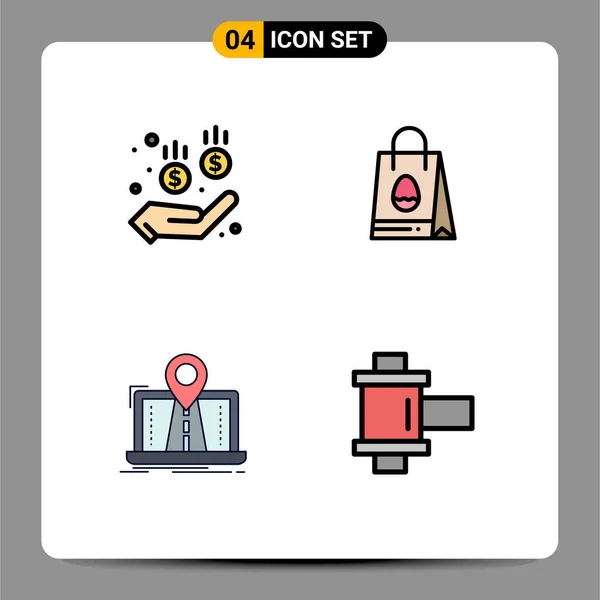 现代标志及医疗 购物袋 路线可编辑向量设计元素符号的用户界面从线平面彩色包装 — 图库矢量图片