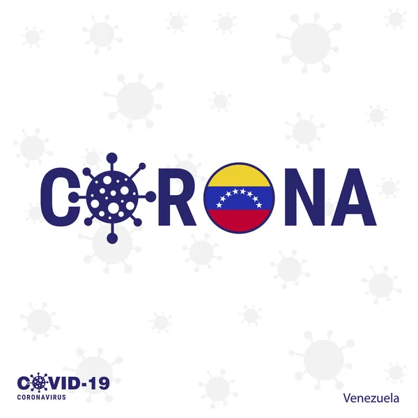 Venezuela Tipografía Del Coronavirus Banner Campo Covid Quédate Casa Mantente — Vector de stock