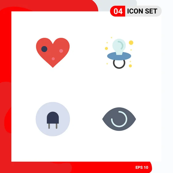 Konsep Flat Icon Untuk Website Mobile Apps Heart Plug Favorite - Stok Vektor
