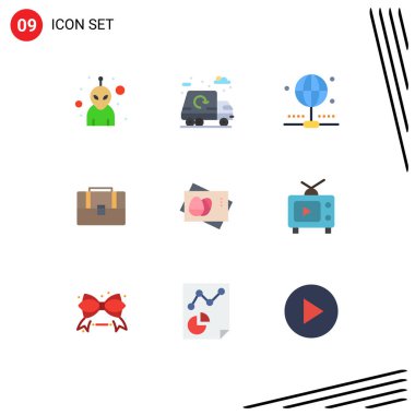 Kart, yumurta, internet, passboard, durum Düzenlenebilir Vektör Tasarım Elementleri gibi Web Yazdırma Ortamı için 9 Modern Düz Renk İşareti ve Sembolü Paketi