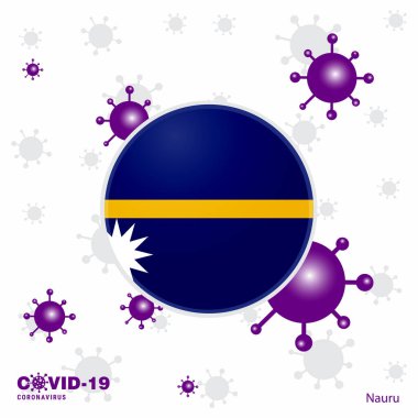 Nauru için dua et. COVID-19 Coronavirüs Tipografi Bayrağı. Evde kal, sağlığına dikkat et. Sağlığına dikkat et.