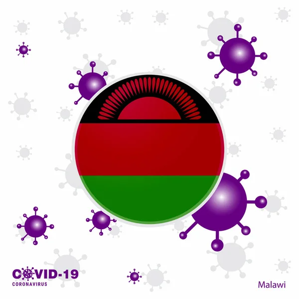 Malawi Için Dua Covid Coronavirüs Tipografi Bayrağı Evde Kal Sağlığına — Stok Vektör