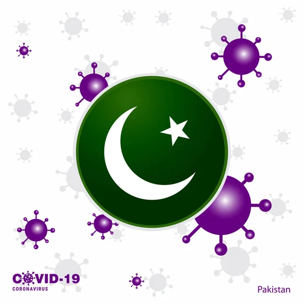 Pakistan Için Dua Covid Coronavirüs Tipografi Bayrağı Evde Kal Sağlığına — Stok Vektör