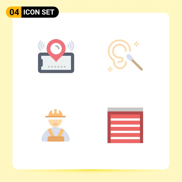 Universal Flat Icon Signs Symbols Map Builder Ticket Ear Worker — Stock Vector