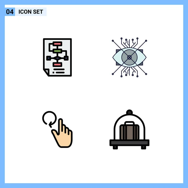 Set Modern Icons Sysymbols Signs Business Lens Process Augmentation Finger — Vector de stock