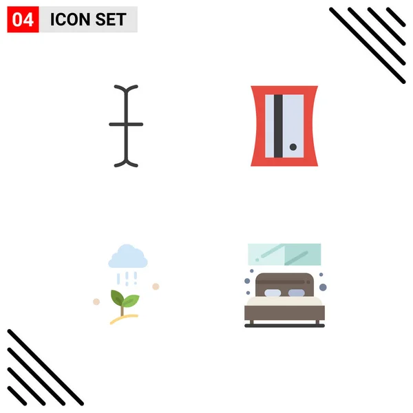 Interfaz Móvil Icono Plano Conjunto Pictogramas Cursor Lluvia Sacapuntas Nube — Vector de stock