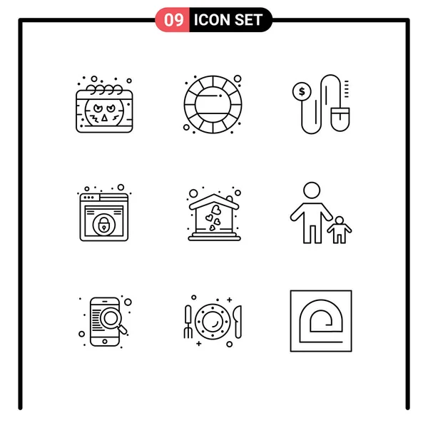 User Interface Outline Pack Modern Jelek Szimbólumok Édes Otthon Otthon — Stock Vector