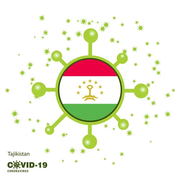 Tajikistan Coronavius Flag Awareness Background Залишайся Вдома Залишайся Здоровим Дбайте — стоковий вектор