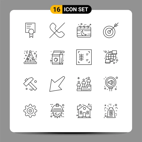 Modern Set Outlines Pictograph Celebration Target Chinese Goal Arrow Editable — Archivo Imágenes Vectoriales