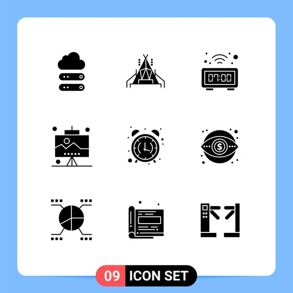 Пакет Креативных Символов Часов Будильника Цифрового Рабочего Офисного Настольного Дизайна — стоковый вектор