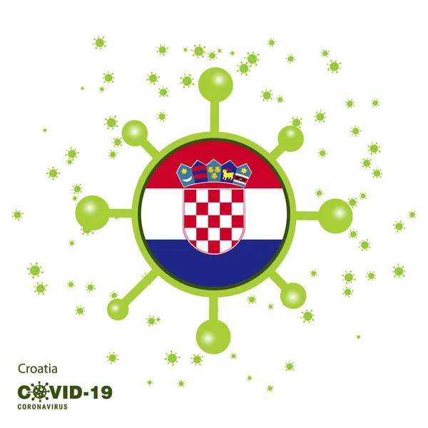 Croatia Coronavius Flag Awareness Background Inglés Quédate Casa Mantente Saludable — Vector de stock