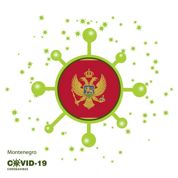 Montenegro Coronavius Flag Awareness Baggrund Bliv Hjemme Hold Dig Sund – Stock-vektor