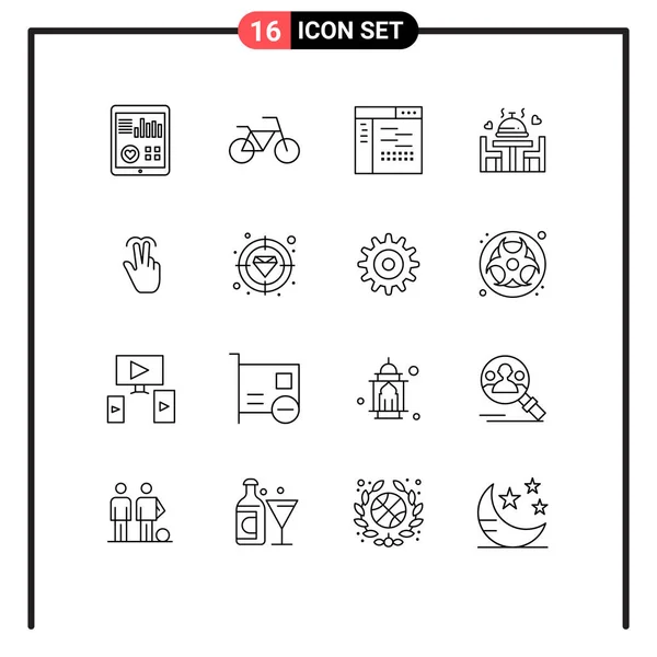 2014 Mobile Interface Outline Set Pictograms Hand Plate Design Wedding — 스톡 벡터