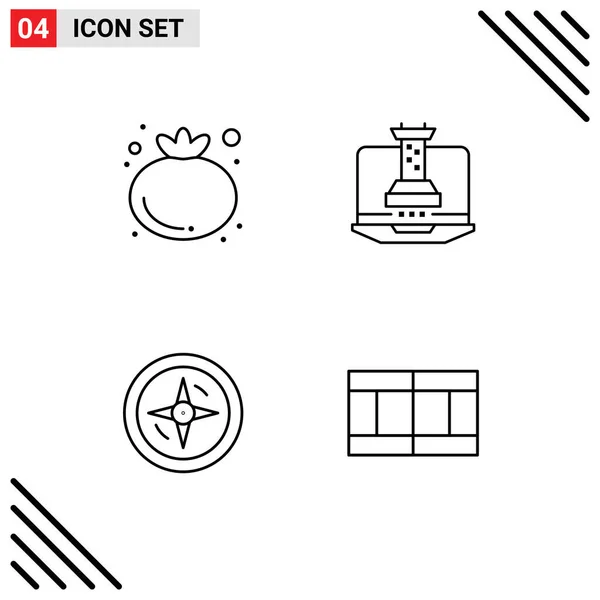 Universal Icon Symbols Group Modern Filledline Flat Colors Food Location — Vetor de Stock