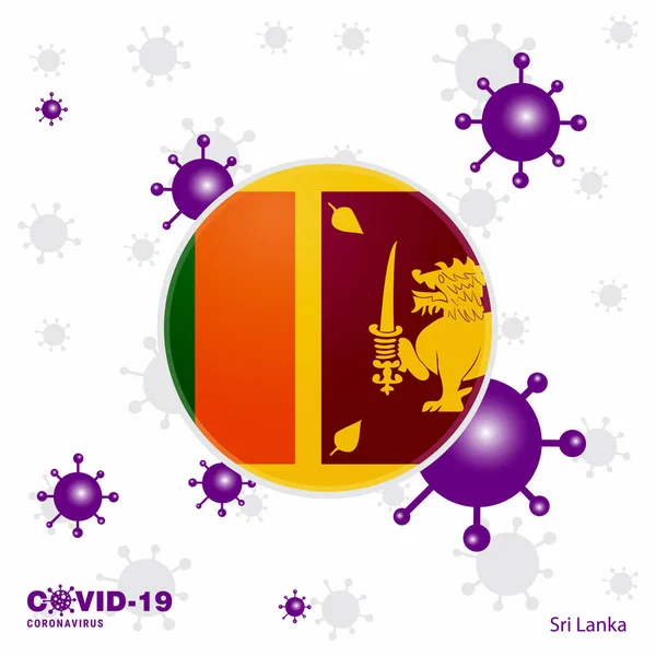Ora Por Sri Lanka Covid Coronavirus Tipografía Flag Manténgase Casa — Vector de stock