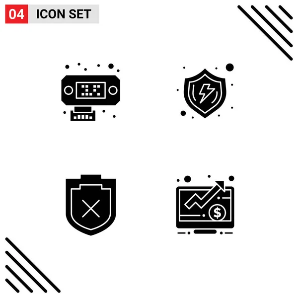 Pictogram Set Simple Solid Glyphs Connection Shield Protect Shield Dollar — Stock Vector