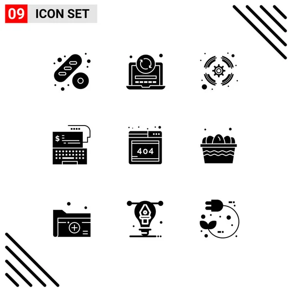 User Interface Pack Basic Solid Glyphs Error Online Seo Money — Stock Vector