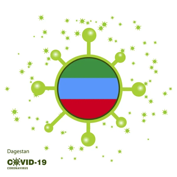 Dagesztán Coronavius Flag Tudatosság Háttér Maradj Otthon Maradj Egészséges Vigyázz — Stock Vector