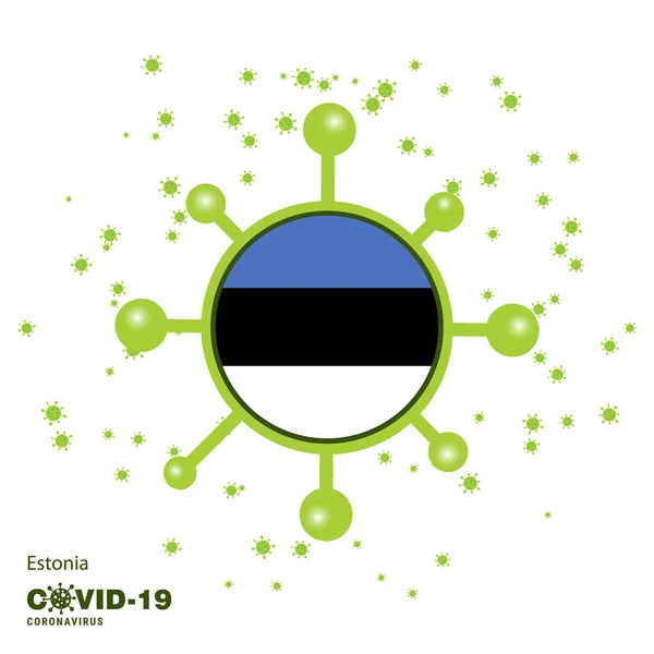 Észtország Coronavius Flag Awareness Háttér Maradj Otthon Maradj Egészséges Vigyázz — Stock Vector
