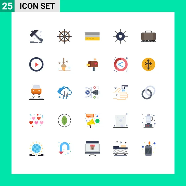 カード ユーザー編集可能なベクトルデザイン要素などのウェブ印刷メディアのための25の現代的なフラットカラー記号とシンボルのパック — ストックベクタ
