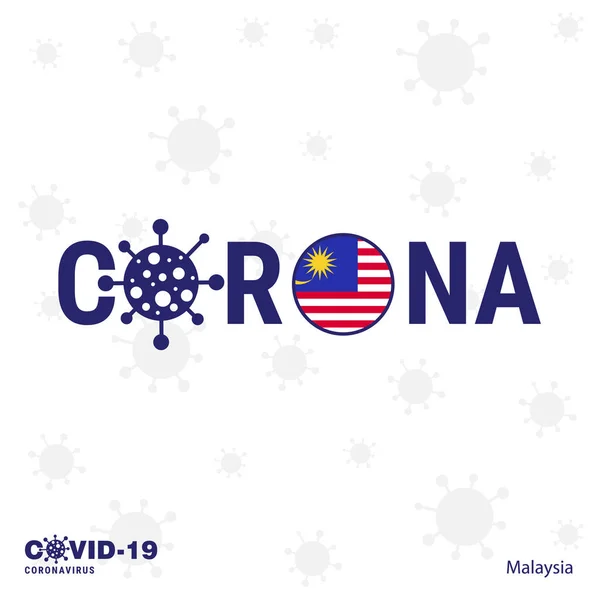 Malaysia Coronavirus Typography Inglés Banner Campo Covid Quédate Casa Mantente — Vector de stock