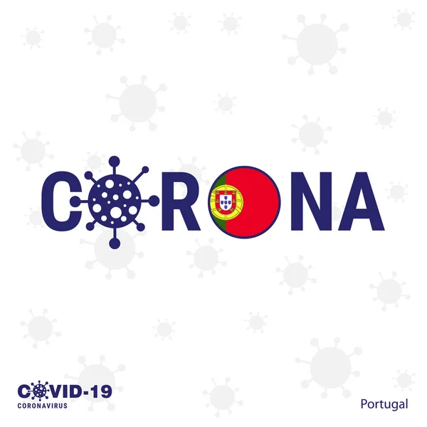 Portugal Coronavirus Typography Banner Campo Covid Quédate Casa Mantente Saludable — Vector de stock