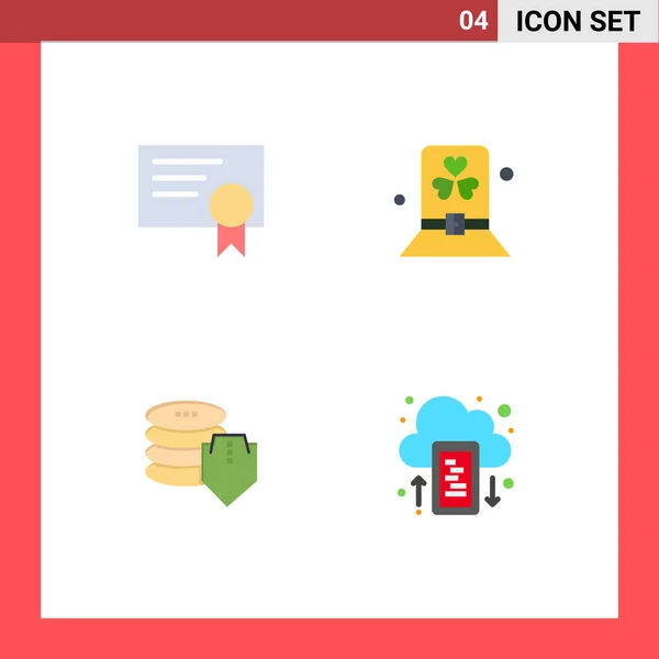 Mobile Interface Flat Icon Set Pictograms Certificate Dollar Costume Hat — Stockový vektor