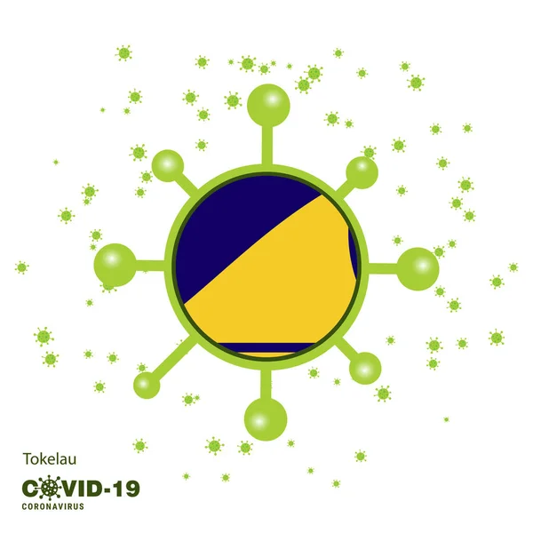 Tokelau Coronavius Flaga Świadomość Tło Zostań Domu Bądź Zdrowy Dbaj — Wektor stockowy