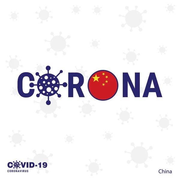 Cina Coronavirus Tipografia Bandiera Covid Resta Casa Stai Salute Prenditi — Vettoriale Stock