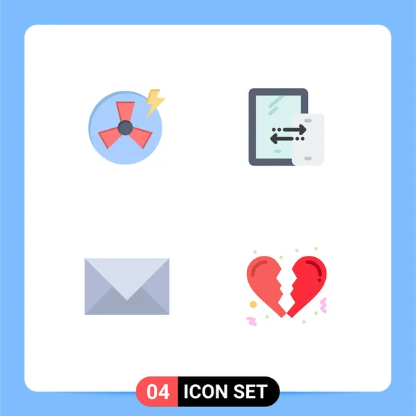 Pack Iconos Creativos Flat Ventilador Contacto Fábrica Almacenamiento Mail Editable — Vector de stock
