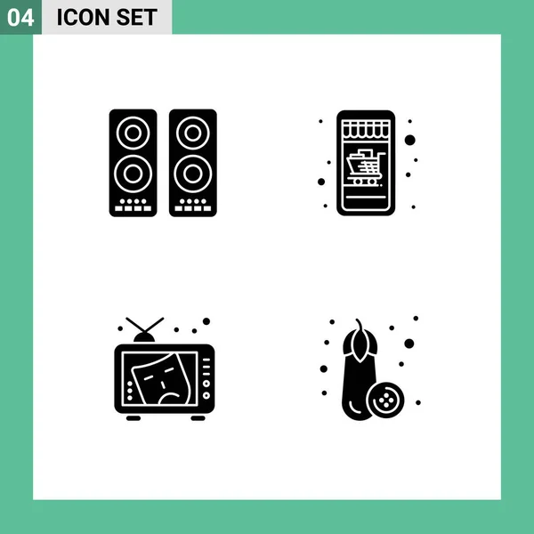 Iconos Creativos Signos Símbolos Modernos Cine Arte Altavoz Carro Pintura — Vector de stock