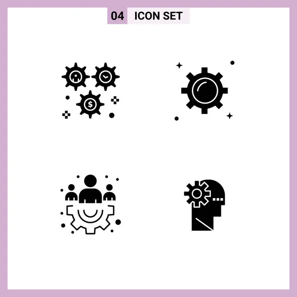 Stock Vector Icon Pack Line Signs Symbols Cog Group Configuration — Stock Vector