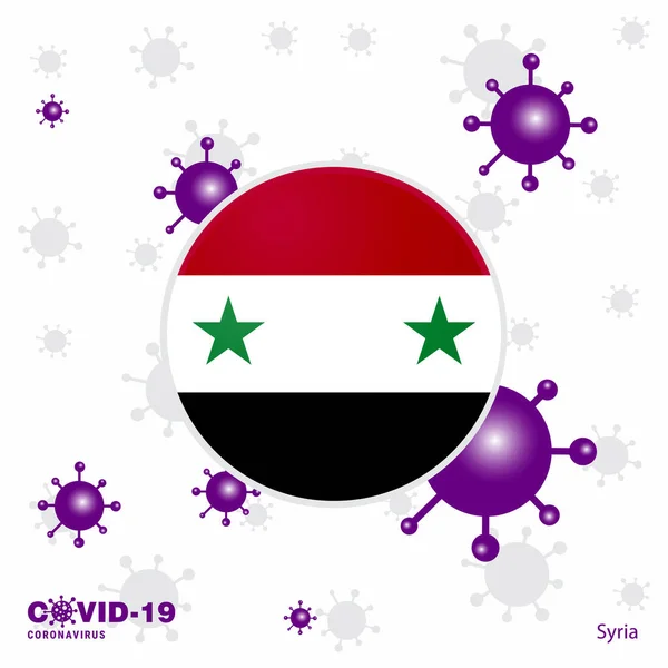 Peligro Por Siria Covid Coronavirus Tipografía Flag Manténgase Casa Manténgase — Vector de stock