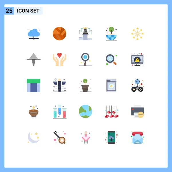 Pictogram Set Van Eenvoudige Platte Kleuren Van Vakantie Feest Omhoog — Stockvector