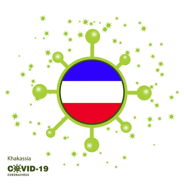 Khakassia Coronavius Vlag Bewustzijnsachtergrond Blijf Thuis Blijf Gezond Zorg Voor — Stockvector